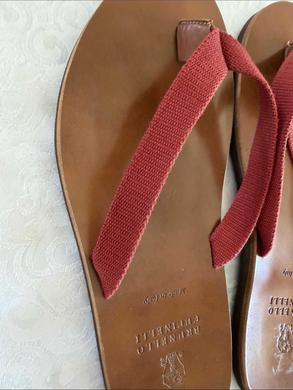 Brunello Cucinelli Brown Sandals with Red Straps - Picture 12 of 16